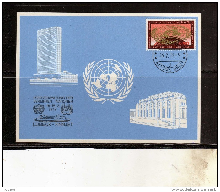 UNITED NATIONS GENEVE GINEVRA ONU UN UNO 1979 HEADQUARTES 1969 CENT. 60 LUBECK MAXIMUM MAXI CARD - Cartes-maximum