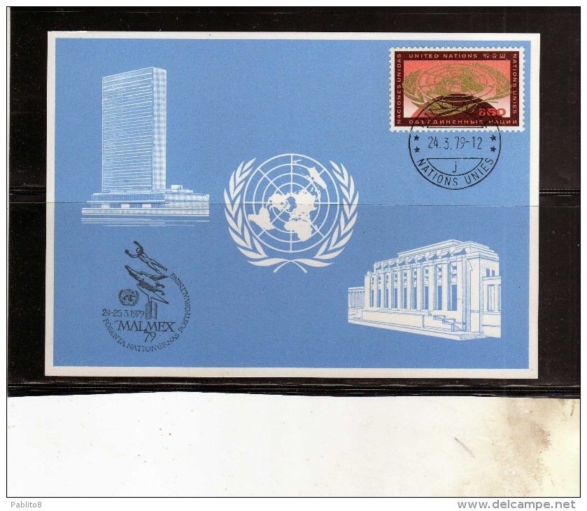 UNITED NATIONS GENEVE GINEVRA ONU UN UNO 1979 HEADQUARTES 1969 CENT. 60 MALMEX MAXIMUM MAXI CARD - Cartes-maximum