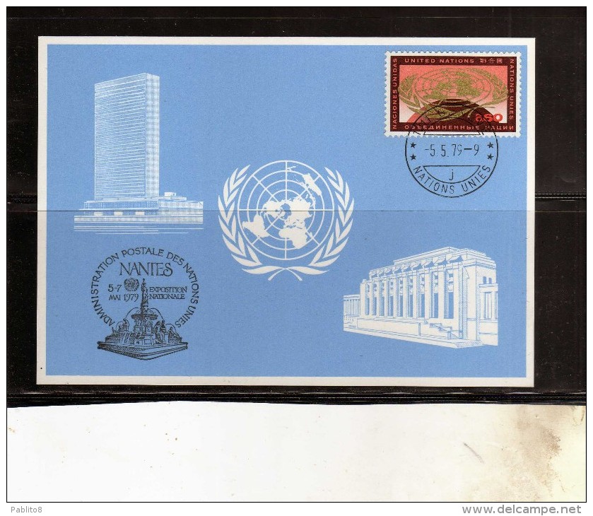 UNITED NATIONS GENEVE GINEVRA ONU UN UNO 1979 HEADQUARTES 1969 CENT. 60 NANTES MAXIMUM MAXI CARD - Maximum Cards