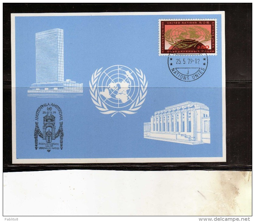 UNITED NATIONS GENEVE GINEVRA ONU UN UNO 1979 HEADQUARTES 1969 CENT. 60 ASTERDAM MAXIMUM MAXI CARD - Maximum Cards