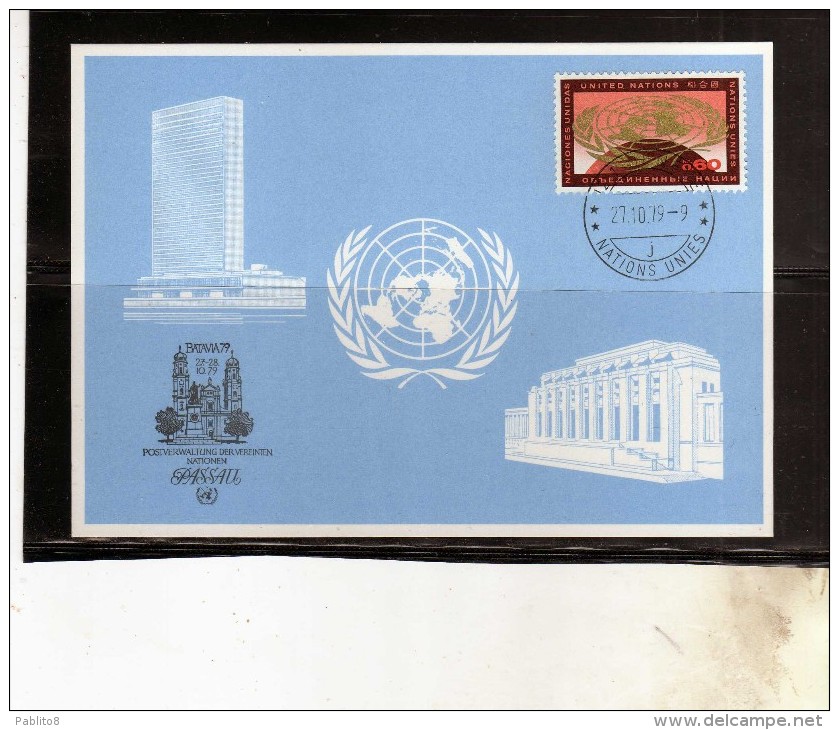 UNITED NATIONS GENEVE GINEVRA ONU UN UNO 1979 HEADQUARTES 1969 CENT. 60 BATAVIA MAXIMUM MAXI CARD - Maximum Cards