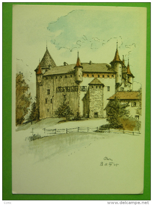 CPA Château Oron / Vaud (Suisse) - Illustration Signée - Pub Saridon Sedulon (médicaments) - Oron