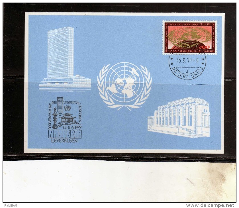 UNITED NATIONS GENEVE GINEVRA ONU UN UNO 1979 HEADQUARTES 1969 CENT. 60 LEVERKUSEN MAXIMUM MAXI CARD - Maximum Cards