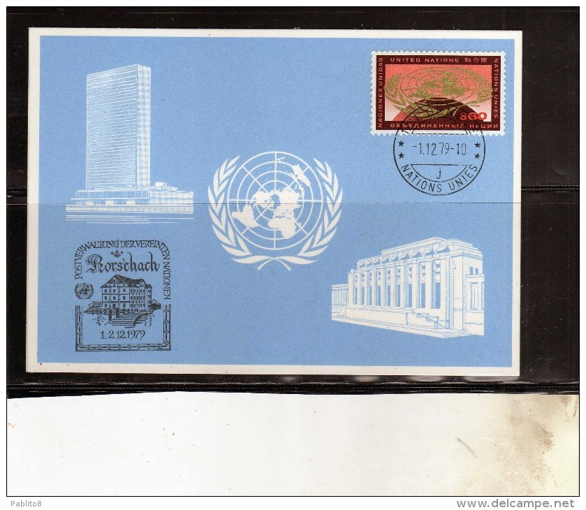 UNITED NATIONS GENEVE GINEVRA ONU UN UNO 1979 HEADQUARTES 1969 CENT. 60 RORSCHACH MAXIMUM MAXI CARD - Maximum Cards