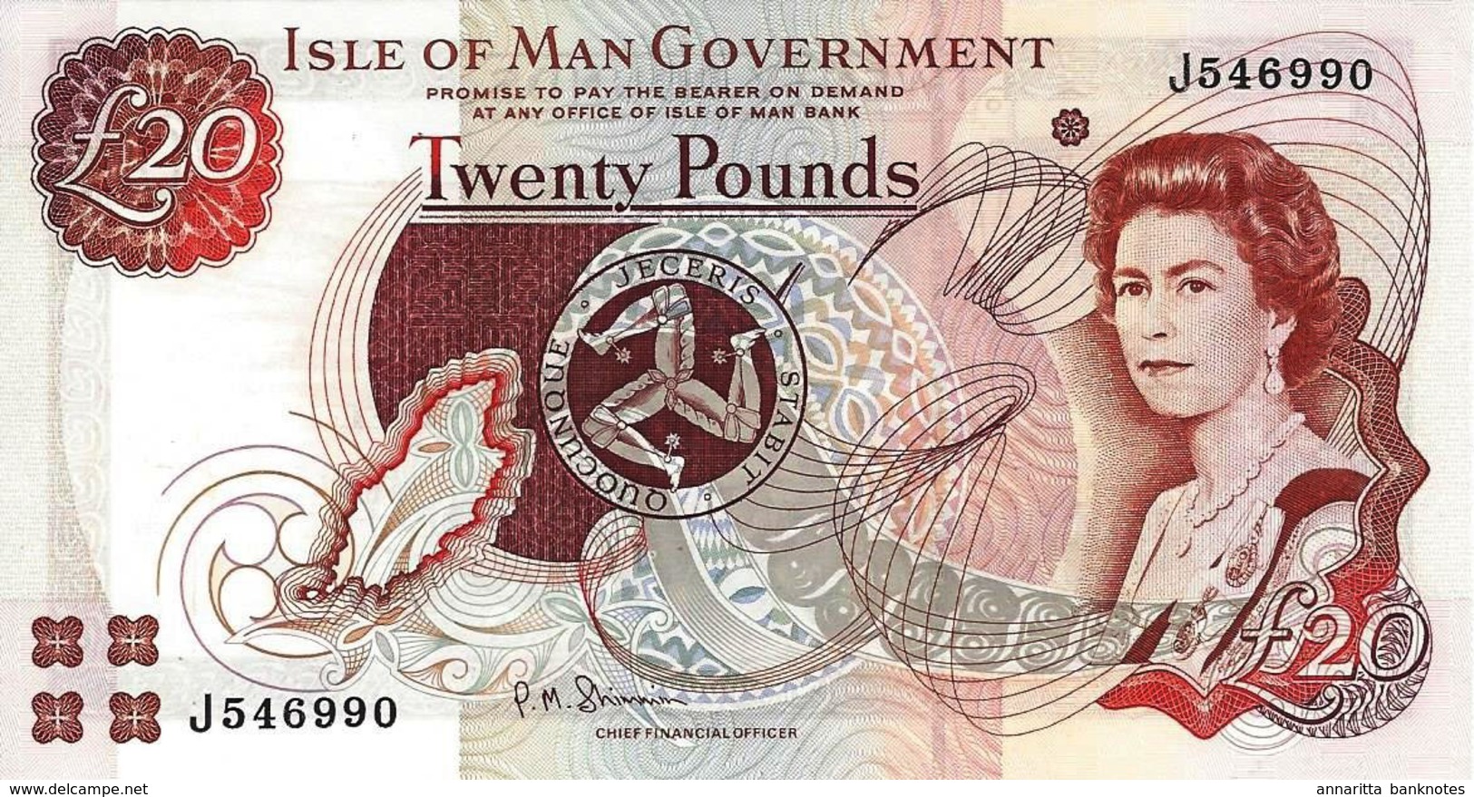 Isle Of Man (IOMG) 20 Pounds ND (2007) AU/UNC Cat No. P-45b / IM117d - 20 Pounds