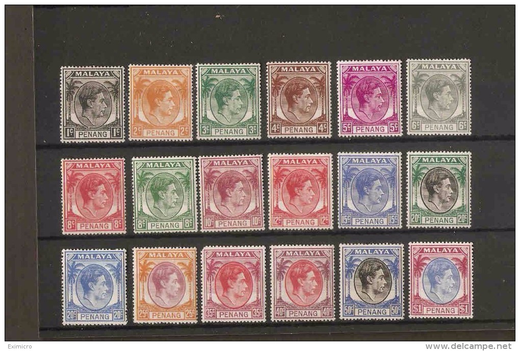 MALAYA - PENANG 1949 - 1952 SET OF 18 TO $1 SG 3/20 MOUNTED MINT Cat £103+ - Penang