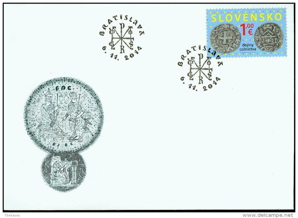 Slovakia 2014, FDC Cover Ancient Coins History Of Customs Mi.# 747, Ref.bbzg - FDC