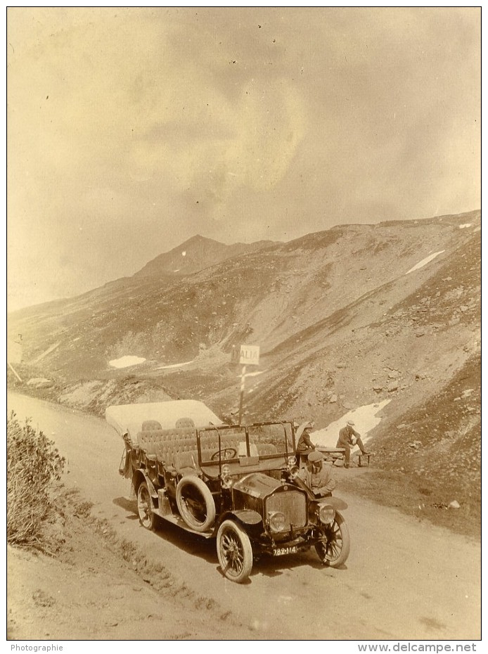 Frontiere France Italie Savoie Tarentaise Automobile Ancienne Photo Amateur 1900's - Places