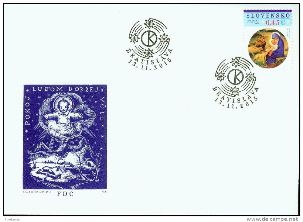 Slovakia 2015, FDC Cover Christmas Art Mi.# 775, Ref.bbzg - FDC