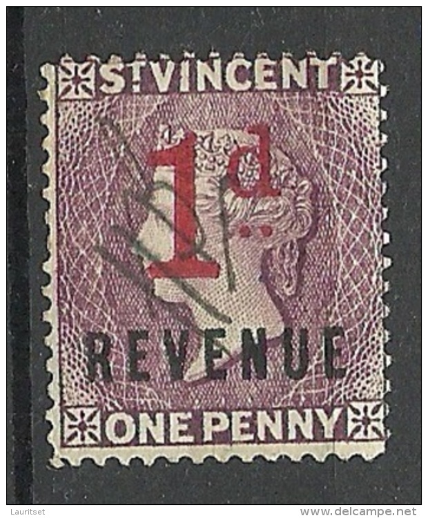 ST. VINCENT Ca 1885 Revenue 1 D. Queen Victoria O - St.Vincent (...-1979)