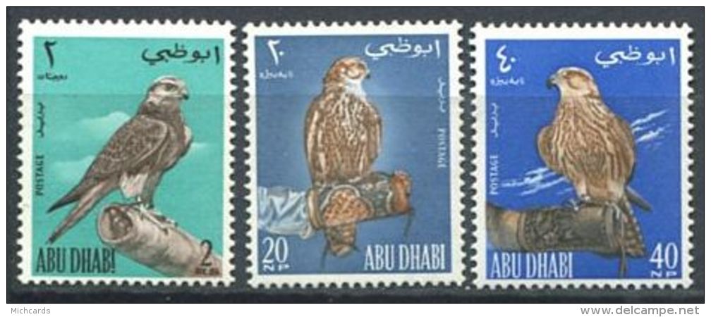 167 ABOU DHABI (Emirats) 1965 - Yvert 12/14 - Oiseau Faucon Rapace - Neuf ** (MNH) Sans Trace De Charniere - Abu Dhabi