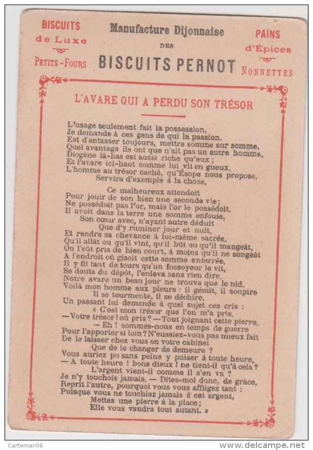 Chromo - Biscuits Pernot - L'Avare Qui A Perdu Son Trésor - Pernot