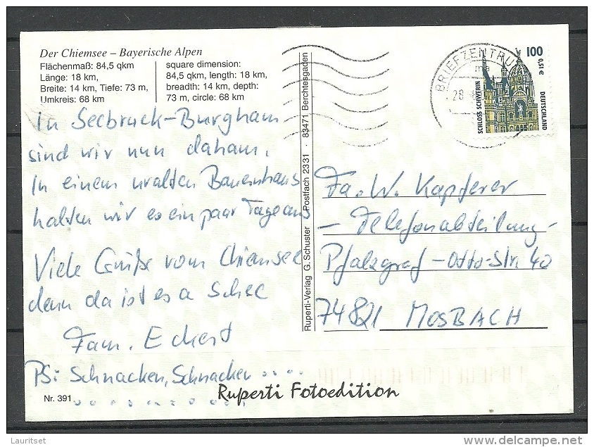 Deutschland Postkarte Chiemsee Gesendet Mit Marke - Chiemgauer Alpen