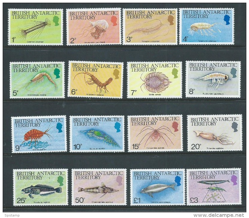 British Antarctic Territory 1984 Marine Life Definitive Set 16 MNH - Unused Stamps