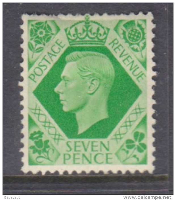 Great Britain, George VI, 1939, 7d Emerald Green,, MH * - Unused Stamps