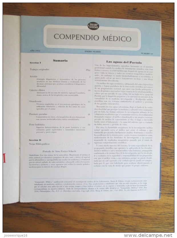 REVISTA COMPENDIO MEDICO SHARP & DOHME Nº 63 - 1952 - Gezondheid En Schoonheid