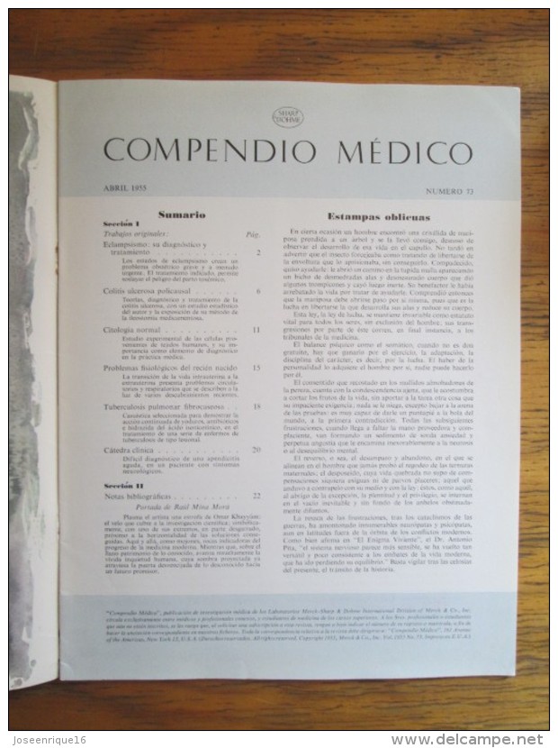 REVISTA COMPENDIO MEDICO SHARP & DOHME Nº 73 - 1955 - Santé Et Beauté