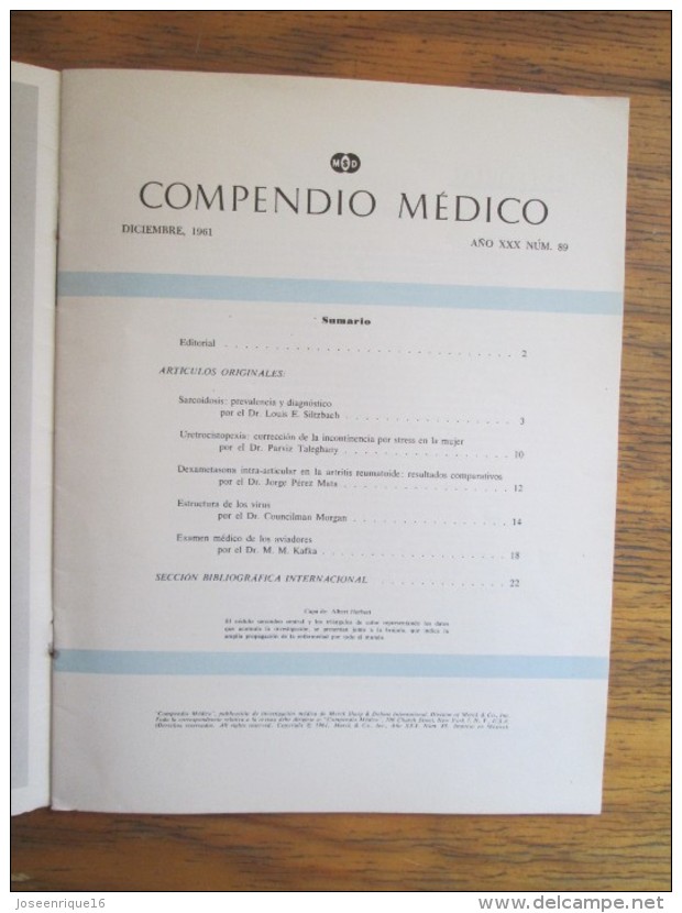 REVISTA COMPENDIO MEDICO SHARP & DOHME Nº 89 - 1961 - Gezondheid En Schoonheid