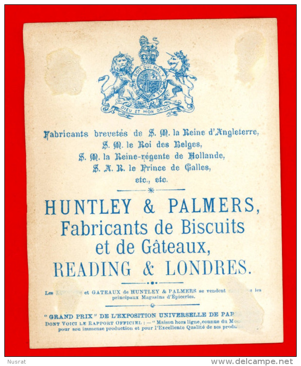 Huntley & Palmers, Jolie Chromo Cadre Doré, Livraison De Colis Par Bateau - Other & Unclassified