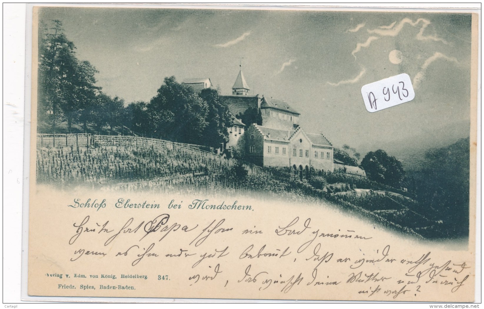 CPA ( Précurseur)   - A943 -  Allemagne - Schloss Eberstein Bei Mondschau - Gernsbach
