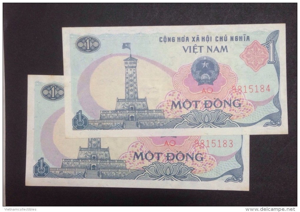 02 Vietnam Viet Nam 1 Dong AU Consecutive Banknotes / Billet 1985 -P#90  / 02 Images - Vietnam