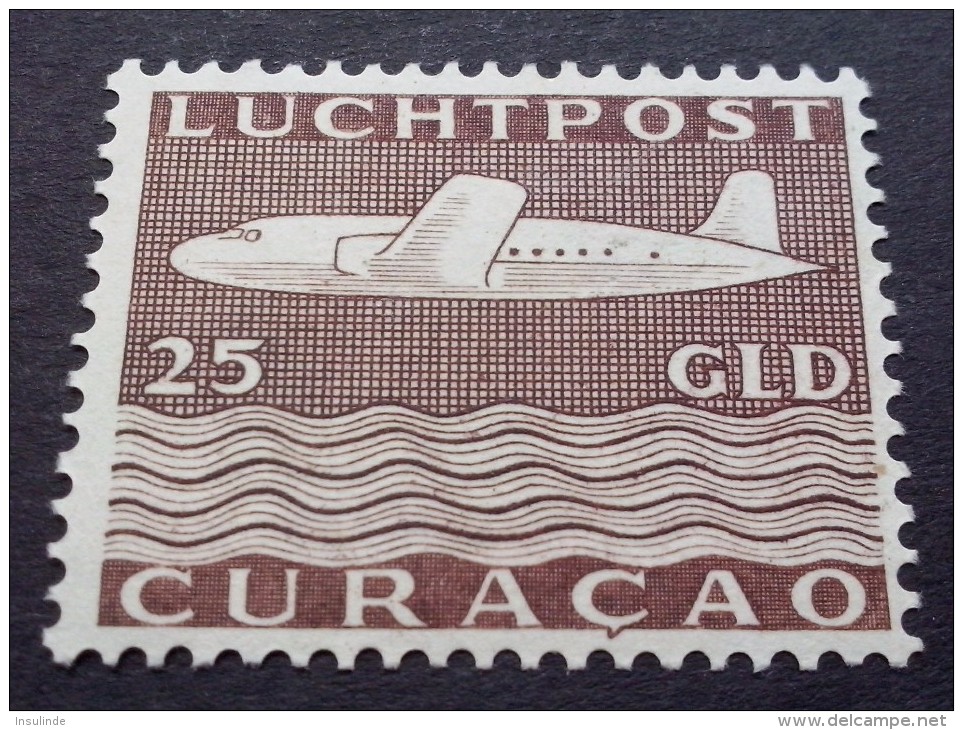 Curacao / Nederland 1947 Luchtpost 25 Gulden (LP 88) - Ongebruikt Met Plakker - Curaçao, Nederlandse Antillen, Aruba