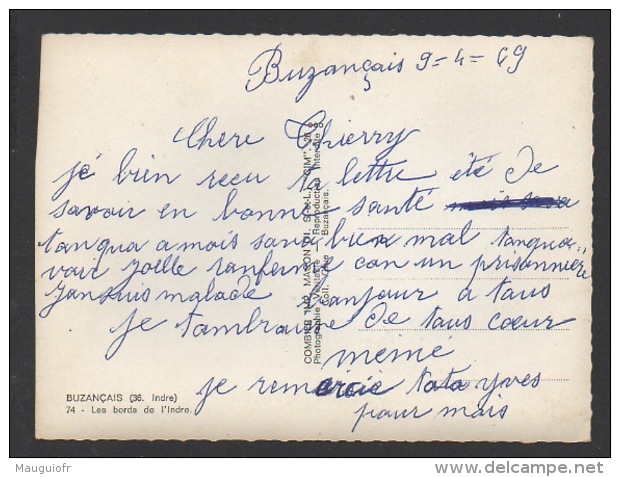 DF / 36 INDRE / BUZANÇAIS / ÇA MORD À BUZANÇAIS / PÊCHE À LA LIGNE / CIRCULÉE EN 1969 - Autres & Non Classés