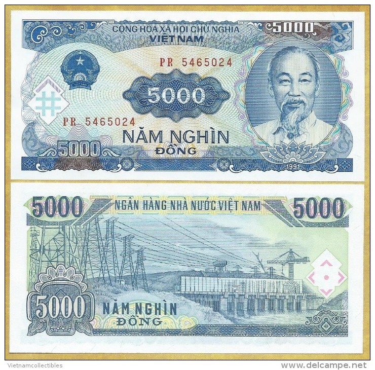 Vietnam Viet Nam 5000 Dong UNC Banknote / Billet 1991 - P#108 - Vietnam