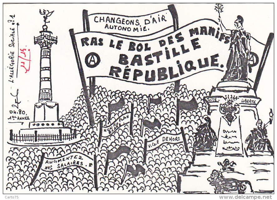 Illustrateurs - Lardie - Caricature  - Politique Manifestations Bastille République - Lardie