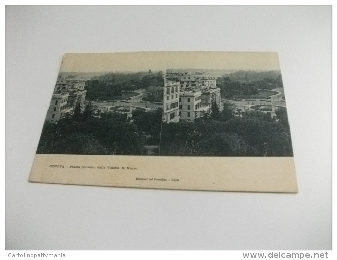 GENOVA PIAZZA CORVETTO DALLA VILLETTA DI NEGRO  ED. PORTIFINO KULM - Cartoline Stereoscopiche