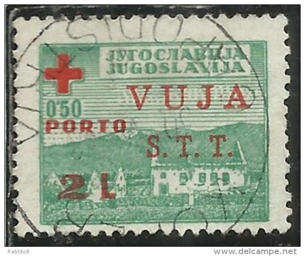 TRIESTE B 1948 SOPRASTAMPATO DI JUGOSLAVIA YUGOSLAVIA OVERPRINTED CROCE ROSSA RED CROSS 2 LIRA SU 0.50 D USED - Usados