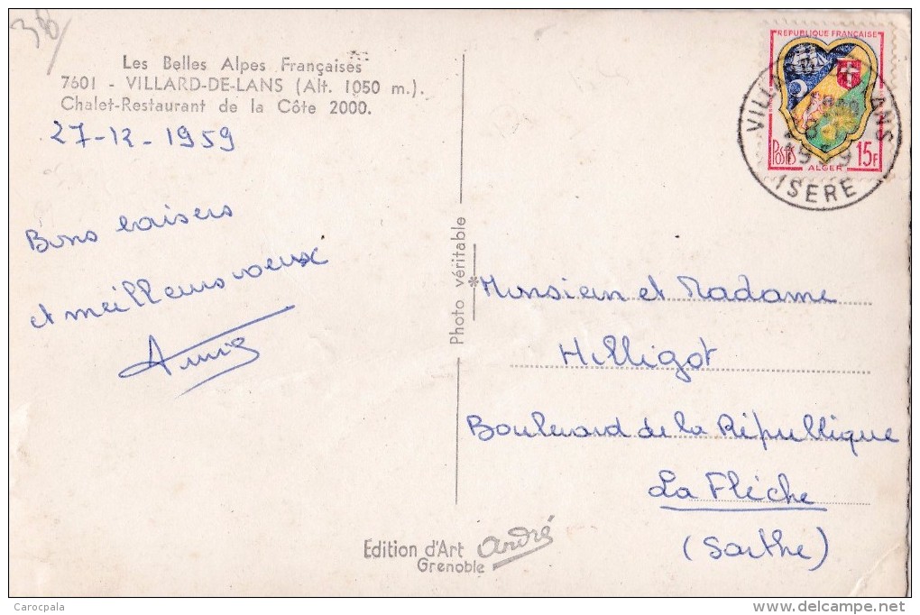 Carte 1955 VILLARD DE LANS / CHALET RESTAURANT DE LA COTE - Villard-de-Lans