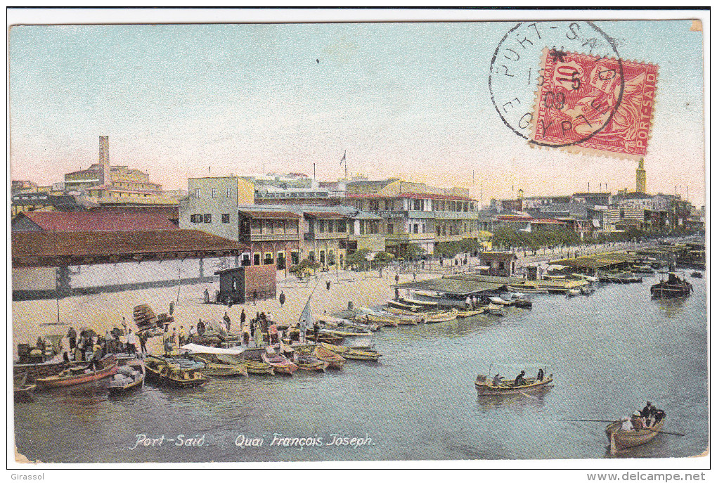 CPA EGYPTE PORT SAID QUAI FRANCOIS JOSEPH 1909 - Port Said