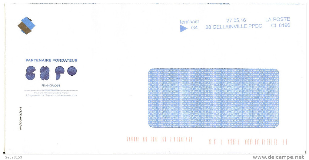 Env Illustrée Partenaire Candidature Expo Universelle France 2025 Oblitération Tem'post G4 Gellainville Eure Et Loir - Autres & Non Classés