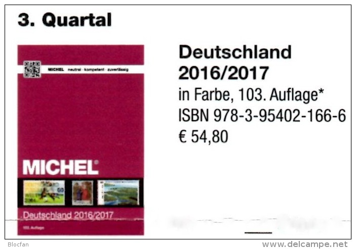 MICHEL Deutschland Briefmarken 2016/2017 new 55€ D: AD Baden Bayern DR 3.Reich Danzig Saar SBZ DDR Berlin FZ AM-Post BRD