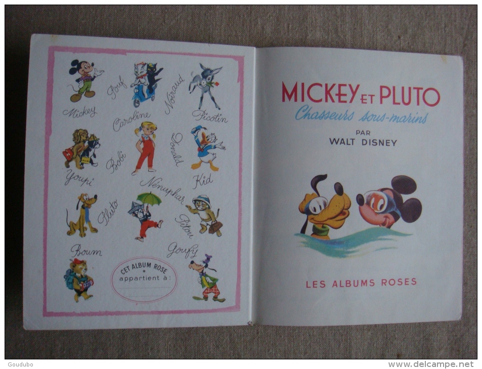 Mickey Et Pluto Chasseurs Sous-marins Les Albums Roses 1969. Voir Photos. - Disney