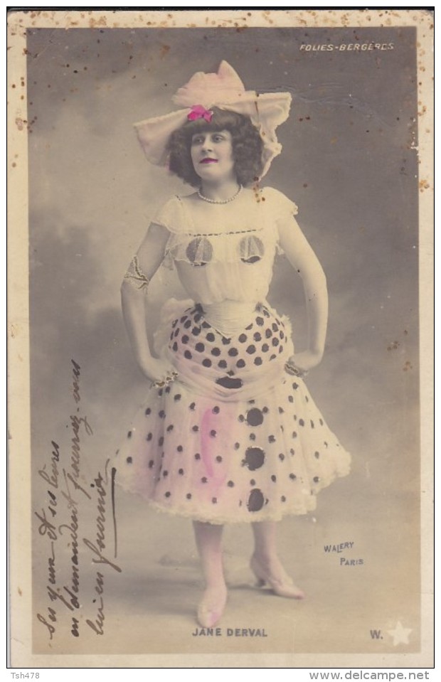 ARTISTE---JANE DERVAL--folies Bergères---jeune Femme--spectacle-début De Siècle(1900)---voir 2 Scans - Artistes