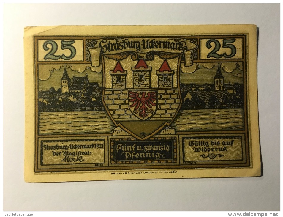 Allemagne Notgeld Strasburg 25 Pfennig 1921 NEUF - Autres & Non Classés