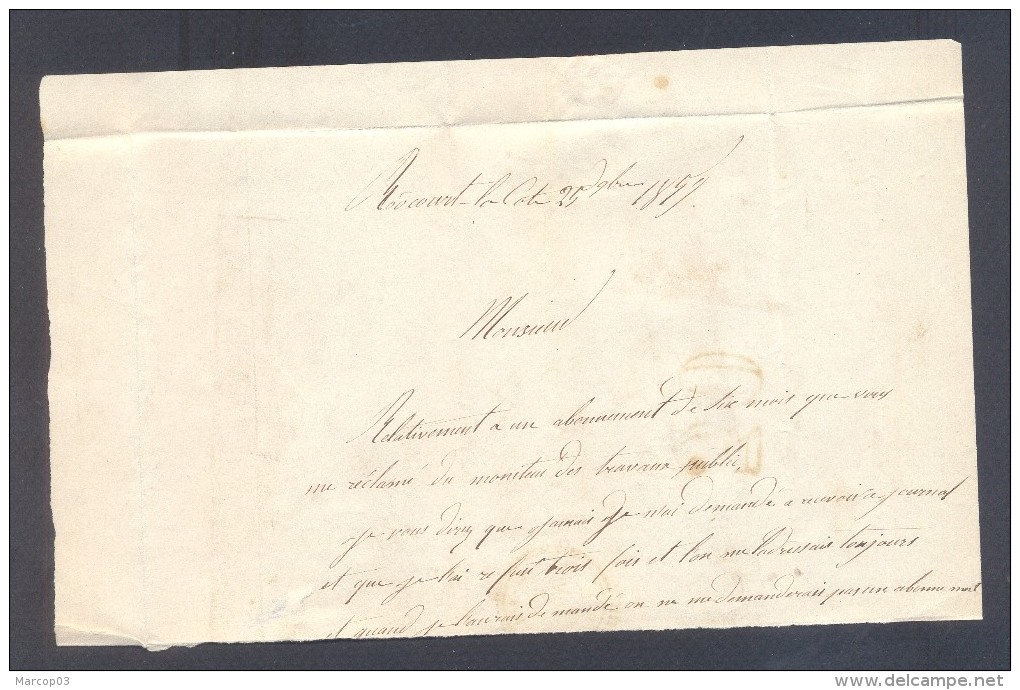 HAUTE MARNE 52 BOLOGNE SUR MARNE Lettre Texte Partiel Type 22 26/11/1859 Taxe 30 DT Boite Rurale A = Rocourt TB - 1849-1876: Période Classique