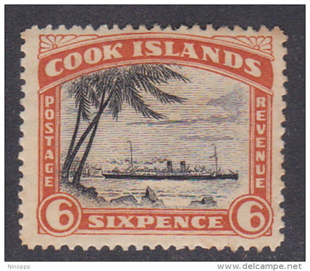 Cook Islands  SG 142 1944  6d Black And Orange Mint Hinged - Cook Islands