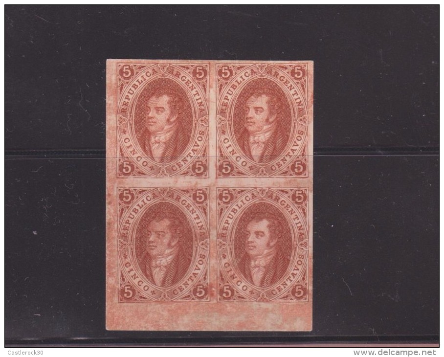 O) 1865 ARGENTINA, PROOF, BERNARDINO RIVADAVIA -PRESIDENT 1826 TO 1827 - 5 CENTAVOS BROWN, MNH - Ongebruikt