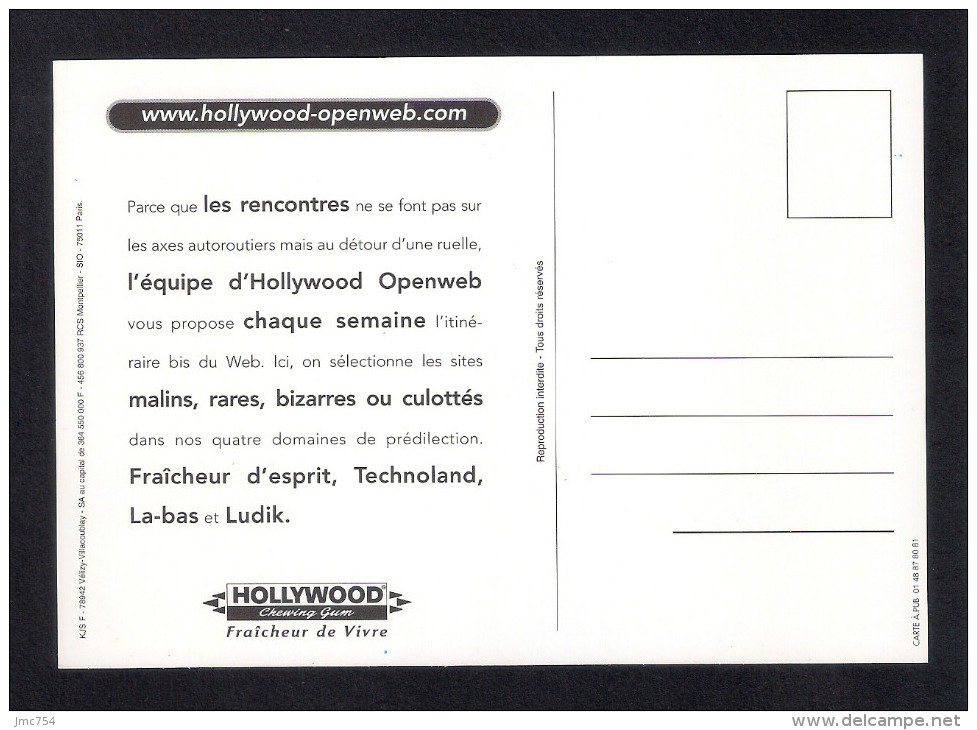 CPM.   Carte à Pub.   Hollywood Chewing Gum.    Postcard. - Pubblicitari