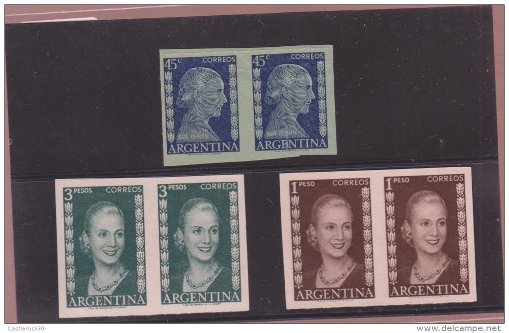 O) 1952 ARGENTINA, PROOF, EVITA PERON-POLICY AND ACTRESS DISTINCTION ISABEL THE CATHOLIC CROSS ORDER, FULL SET MNH - Neufs