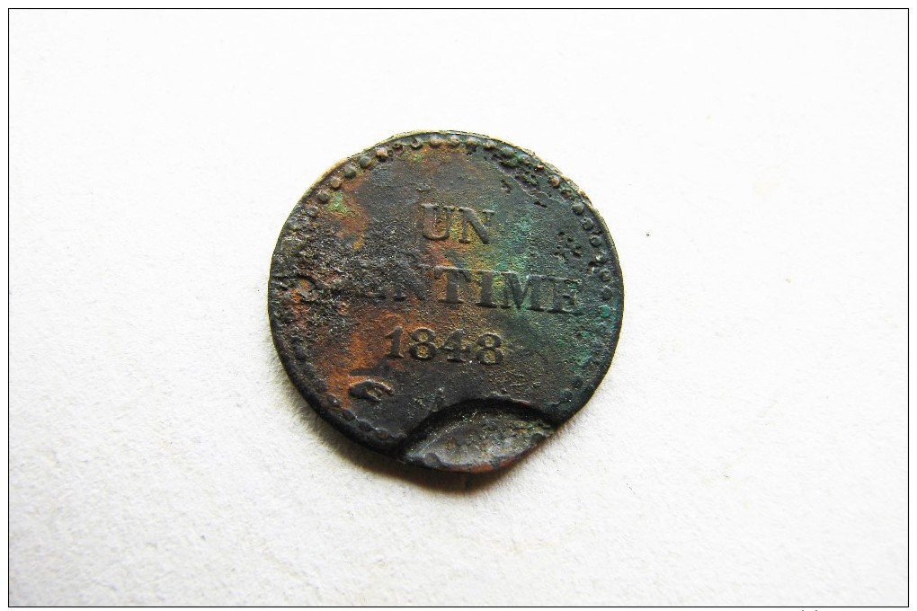 1 Centime 1848 A Frappe Casquette - Variétés Et Curiosités