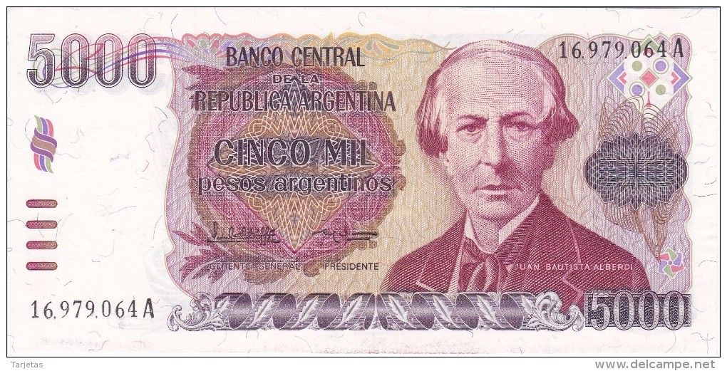 BILLETE DE ARGENTINA DE 5000 PESOS ARGENTINOS DEL AÑO 1984  (BANKNOTE) SIN CIRCULAR-UNCIRCULATED - Argentina