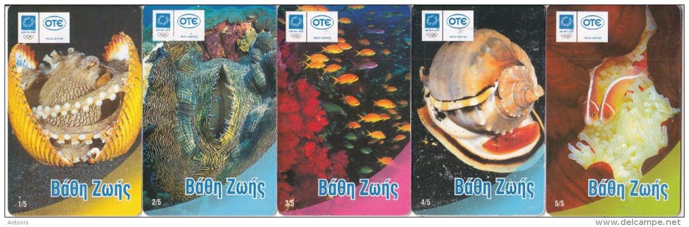 GREECE - Set Of 5 Cards, Underwater(depths Of Life), Tirage 19000, 11/01, Used - Grèce