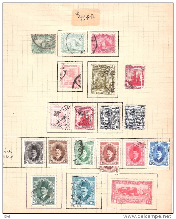 Egypt  / Egypte 1888 - 1926, Collection De 20 Timbres Neufs * & Obl   Sur Page De Cahier - 1915-1921 Britischer Schutzstaat