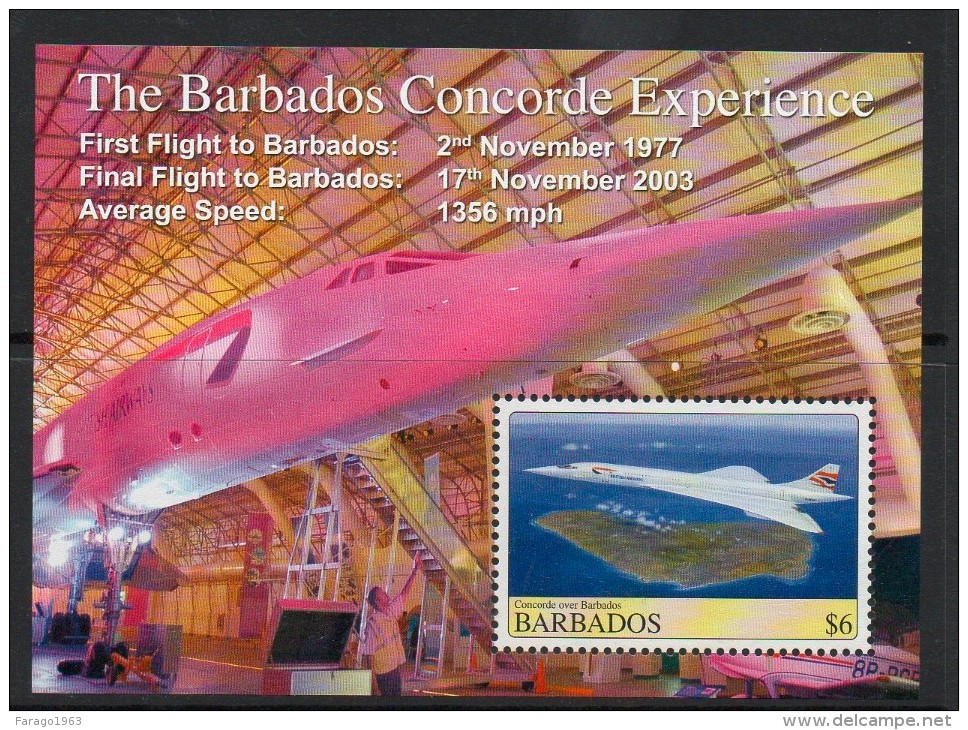 2008 Barbados Concorde Souvenir Sheet Complete Set Of 4  MNH - Barbados (1966-...)