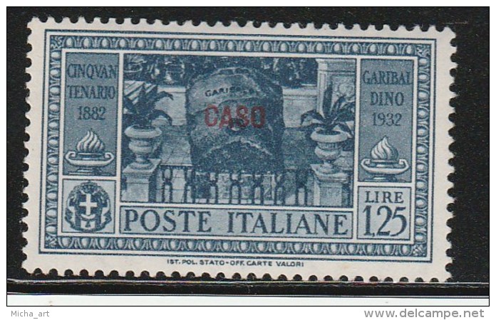 Colonie Italiane Egeo, Caso Casos, 1932 Italian Occupation Of Aegean Islands, Garibaldi Issue MH (B351) - Aegean (Caso)