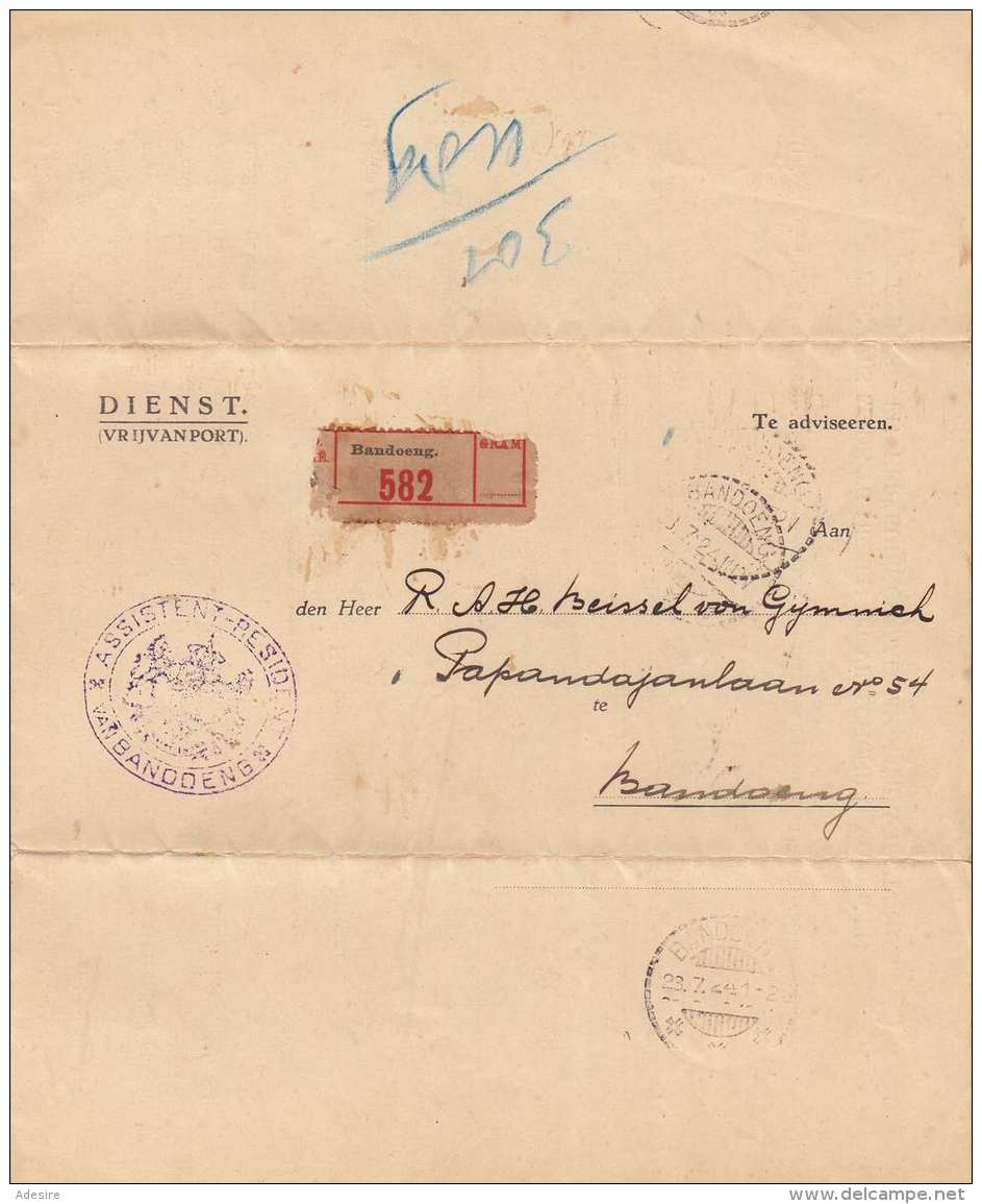 INDONESIEN, BANDOENG 1924 (niederländisch Indien) - Dokument "Dienstpflicht" Als Reco Faltbrief Gel.1924 Stempel BANDOEN - Indonesien